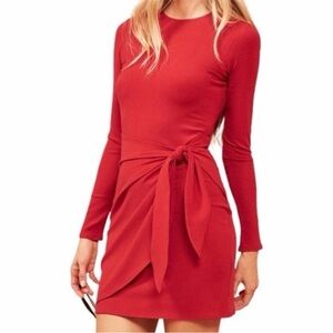 Reformation Vibrant Red Long Sleeve Dress